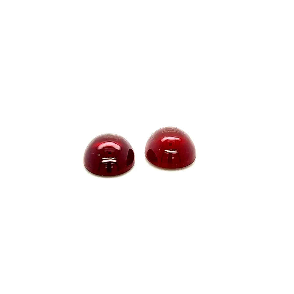 Hessonit-Granat Pärchen rund Cabochon 13,24ct rot — Aufnahme 2