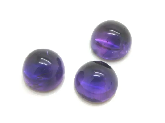 3 Amethyste rund Cabochons, 23,72ct (je ca.12mm), fast rein