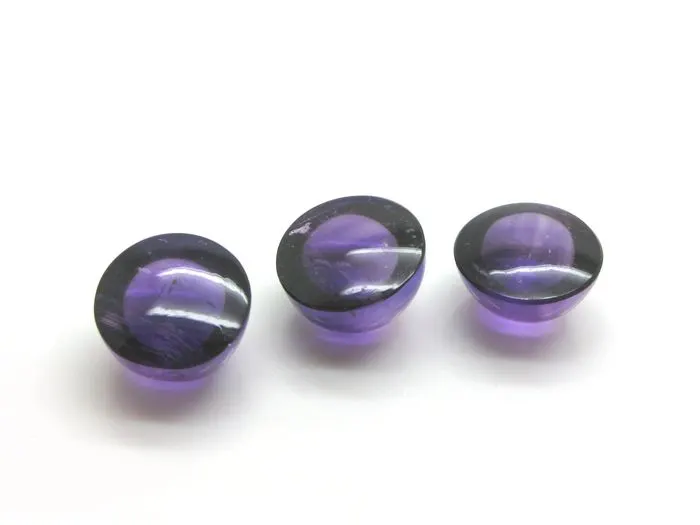 3 Amethyste rund Cabochons, 23,72ct (je ca.12mm), fast rein
