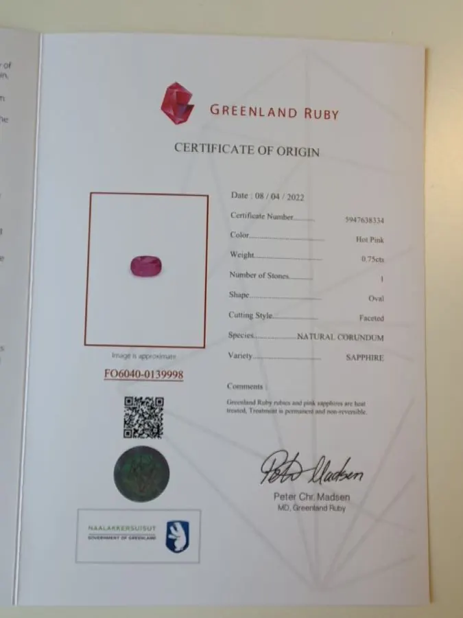 SA-P10 Saphir pink oval 0,75ct Greenland