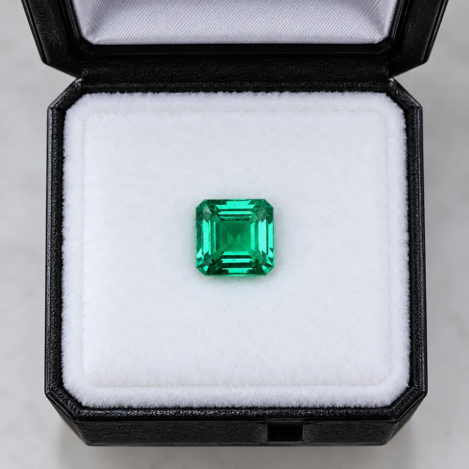 Smaragd square emerald cut 1,64ct deep green Columbia